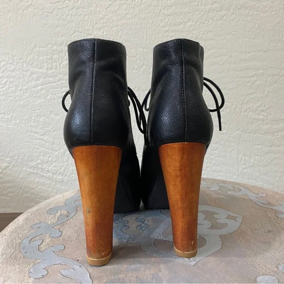 Jeffrey Campbell Laura Black Lace-Up Ankle Boots - sz 6.5 - Picture 4 of 11